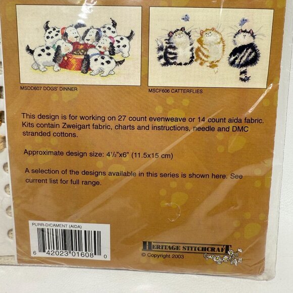 Margaret Sherry Collection Purr-Dicament Cross Stitch Cat Heritage Stitchcraft - Picture 4 of 4